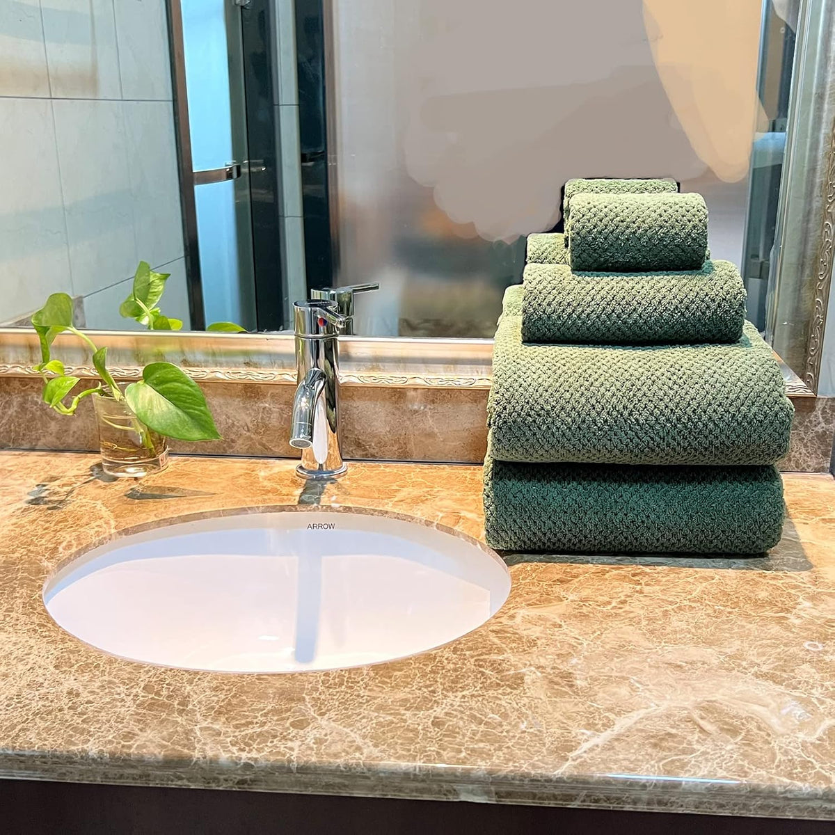 YTYC 29x59 Bath Towels Set,Towels for Bathroom,Olive Green,6-Pieces