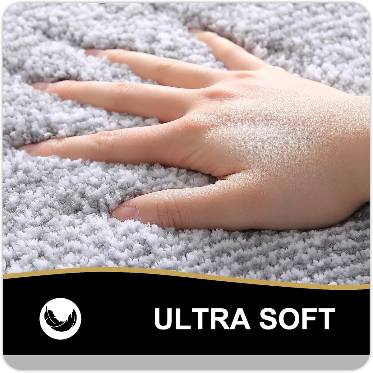 OLANLY Small Bathroom Rugs 24x16, Soft Absorbent Microfiber Bath Rugs, Grey