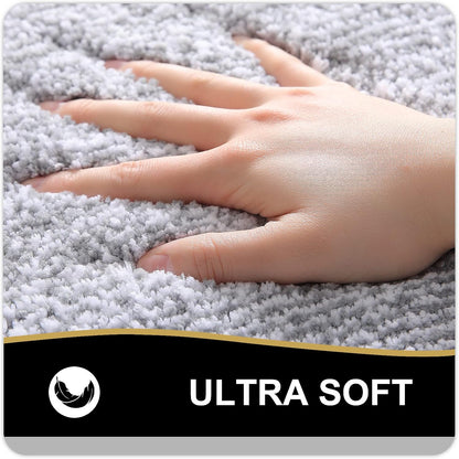 OLANLY Small Bathroom Rugs 24x16, Soft Absorbent Microfiber Bath Rugs, Grey