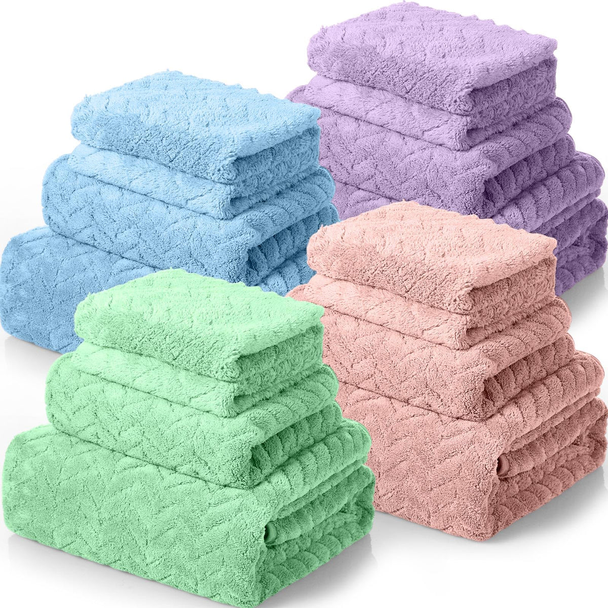 Mixweer 16 Pcs Bath Towel Set Quick Dry Towel Set for Bathroom, Dark Color