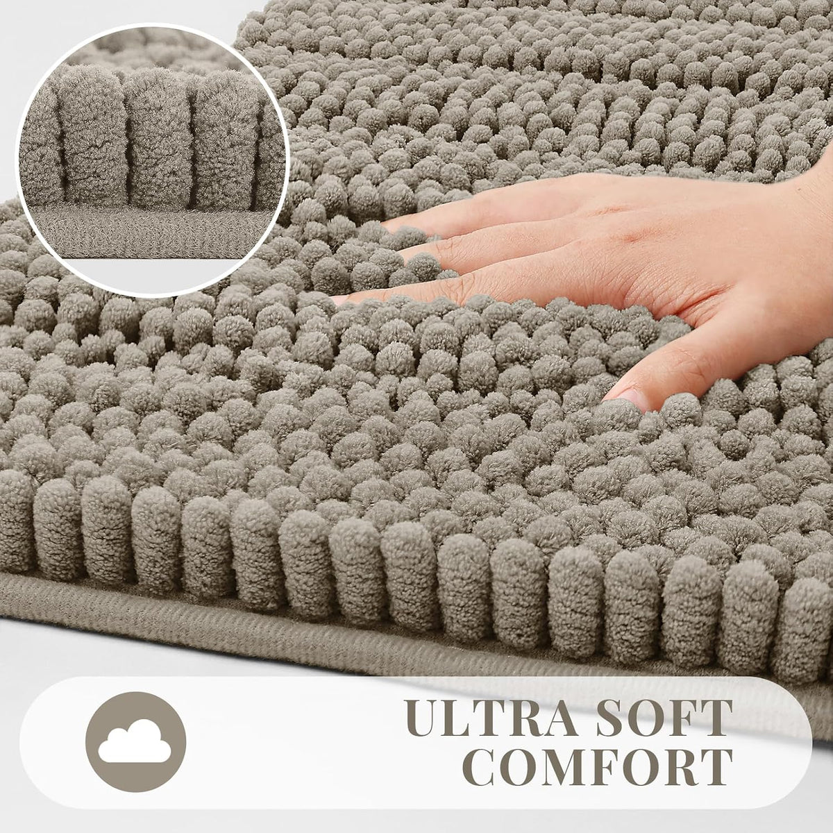 Bcoimo Bath Rug Mat,48x24 High Absorbent Latte Long Bathroom Runner Rugs