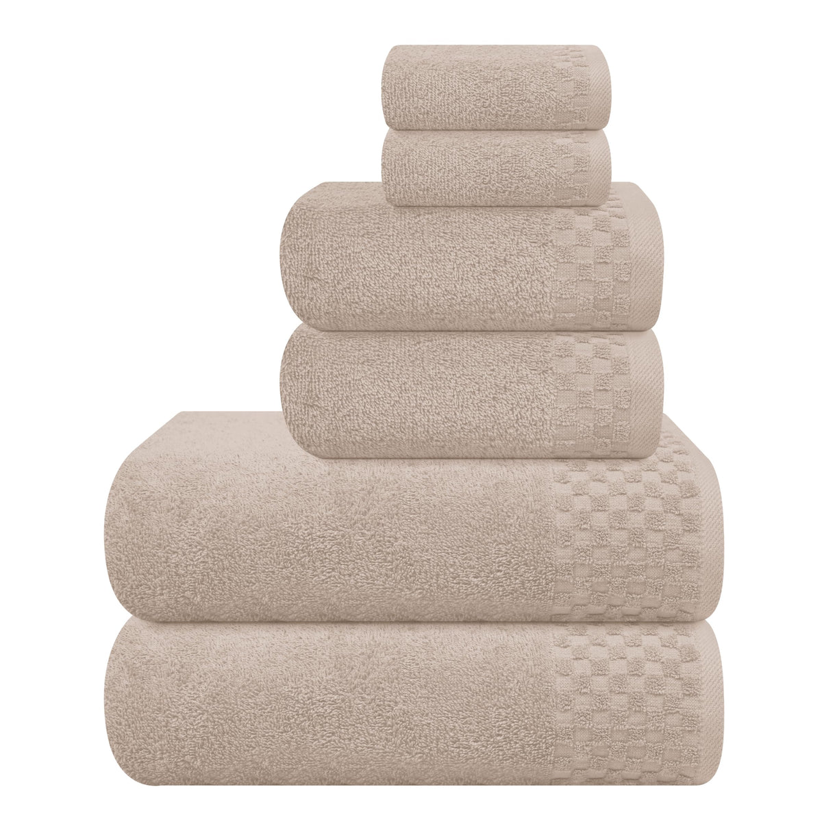 MyOwn Premium Cotton 6 Pack Towel Set for Bathroom, Contains 2 Bath Towels 28x55 inch, 2 Hand Towels 16x24 inch & 2 Wash Coths 12x12 inch, Ideal Everyday use, Compact & Lightweight - Black