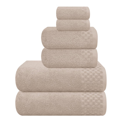 MyOwn Premium Cotton 6 Pack Towel Set for Bathroom, Contains 2 Bath Towels 28x55 inch, 2 Hand Towels 16x24 inch & 2 Wash Coths 12x12 inch, Ideal Everyday use, Compact & Lightweight - Black