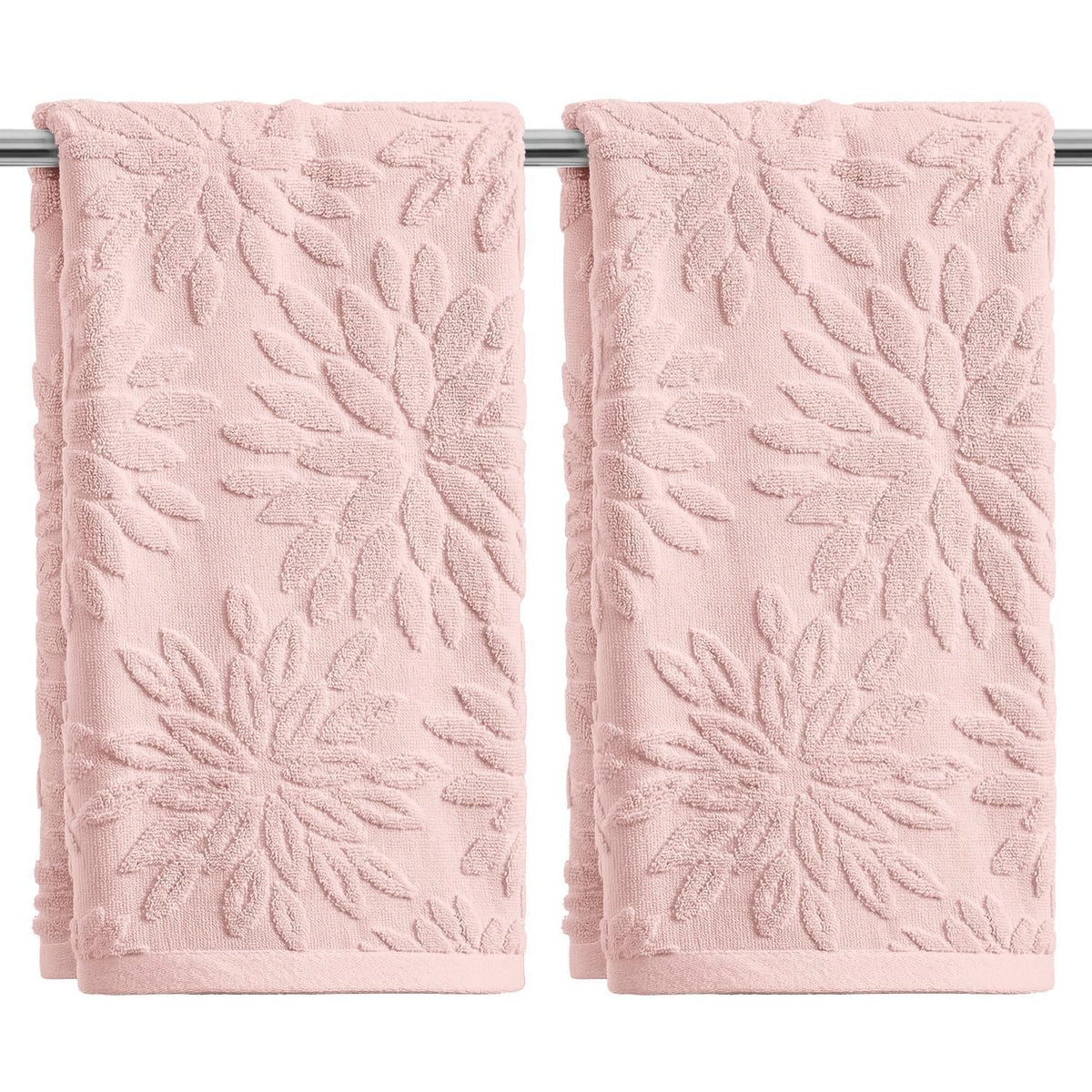 Artoid Mode 2 Pcs Olive Green 3D Dahlia Floral Jacquard Hand Towels for Bathroom, Cotton Soft Absorbent Bathroom Decor Towels, 13.7 x 29.5 Inch
