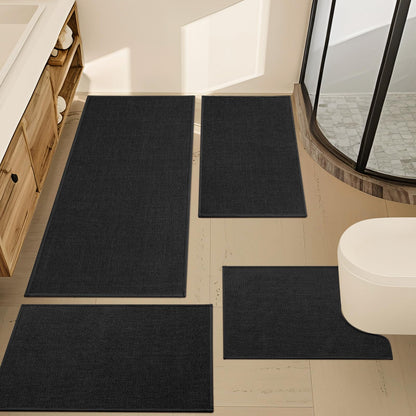 YIHOUSE Bathroom Rugs Thin Bath Mat Sets 2 Pieces Quick Dry,Beige