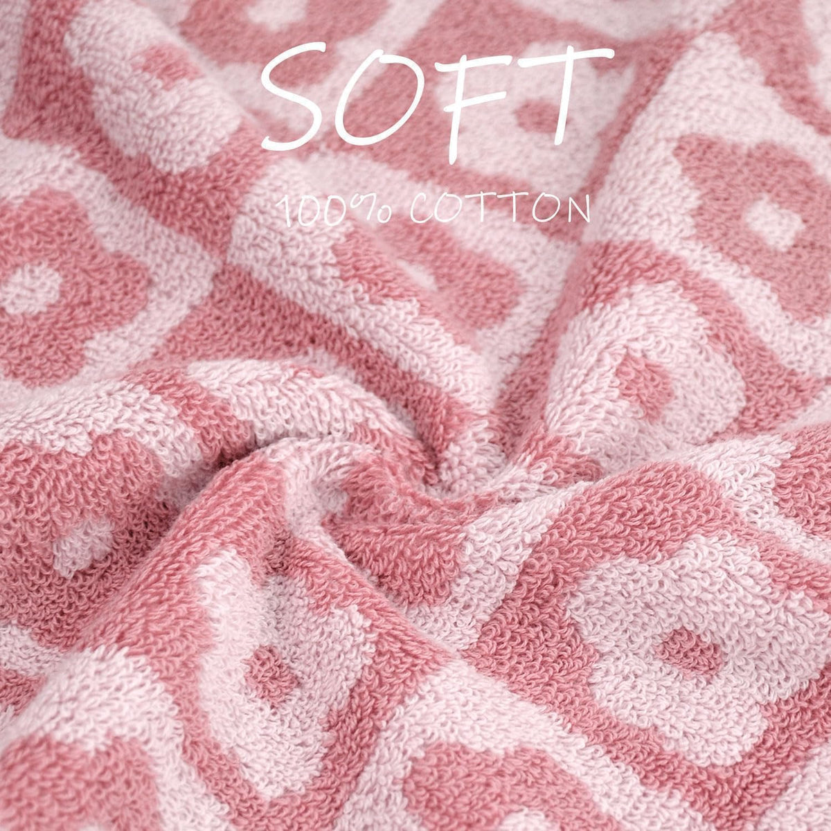 Jacquotha Pink Checkered Floral Hand Towels