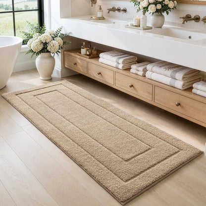 DEXI Bathroom Rugs 36x24, Non-Slip and Absorbent Bath Mat, Beige