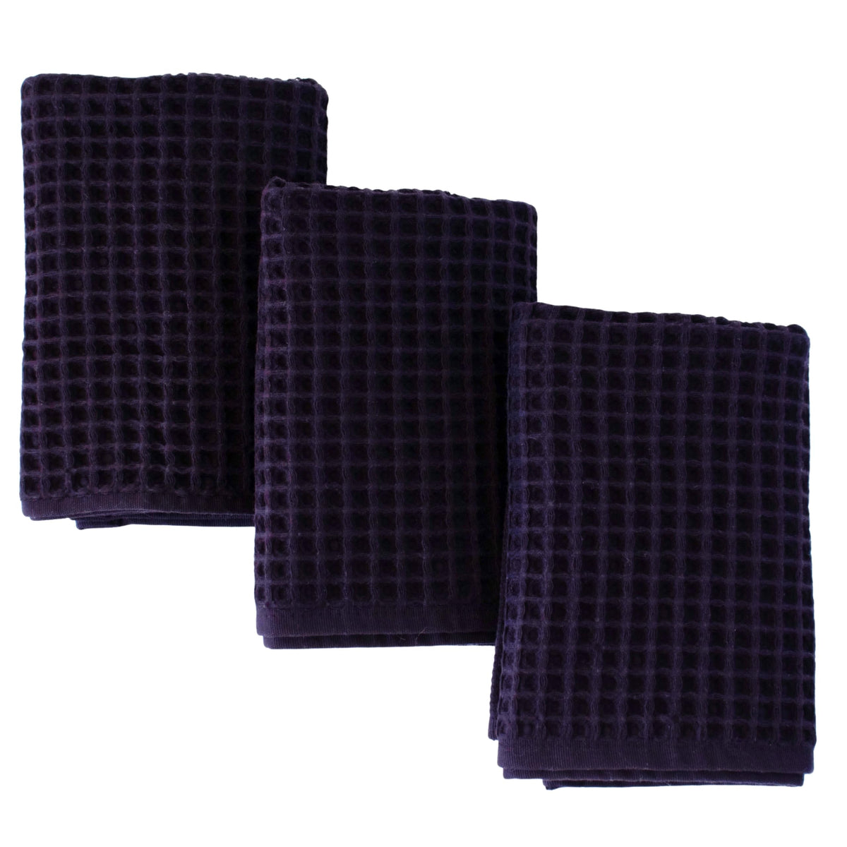 PÜSKÜL Natural 100% Turkish Cotton Waffle Hand and Kitchen Towels Set of 3