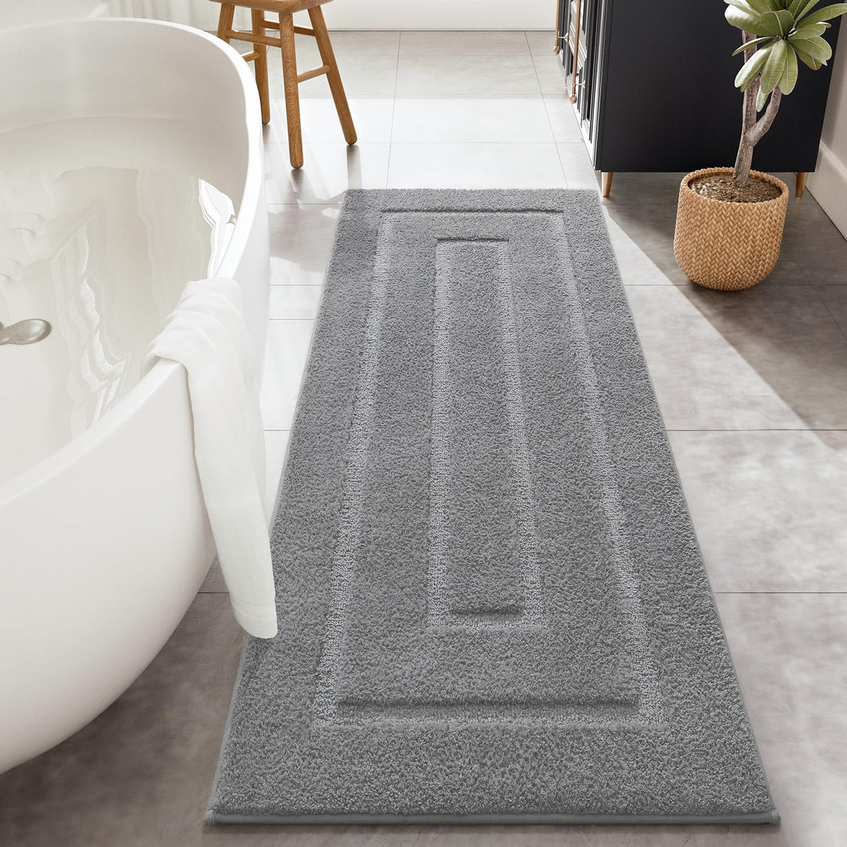 HOMORE Black Bathroom Rug 24x60 Inch Soft Absorbent Bathroom Runner Rug