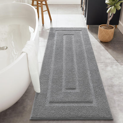 HOMORE Black Bathroom Rug 24x60 Inch Soft Absorbent Bathroom Runner Rug
