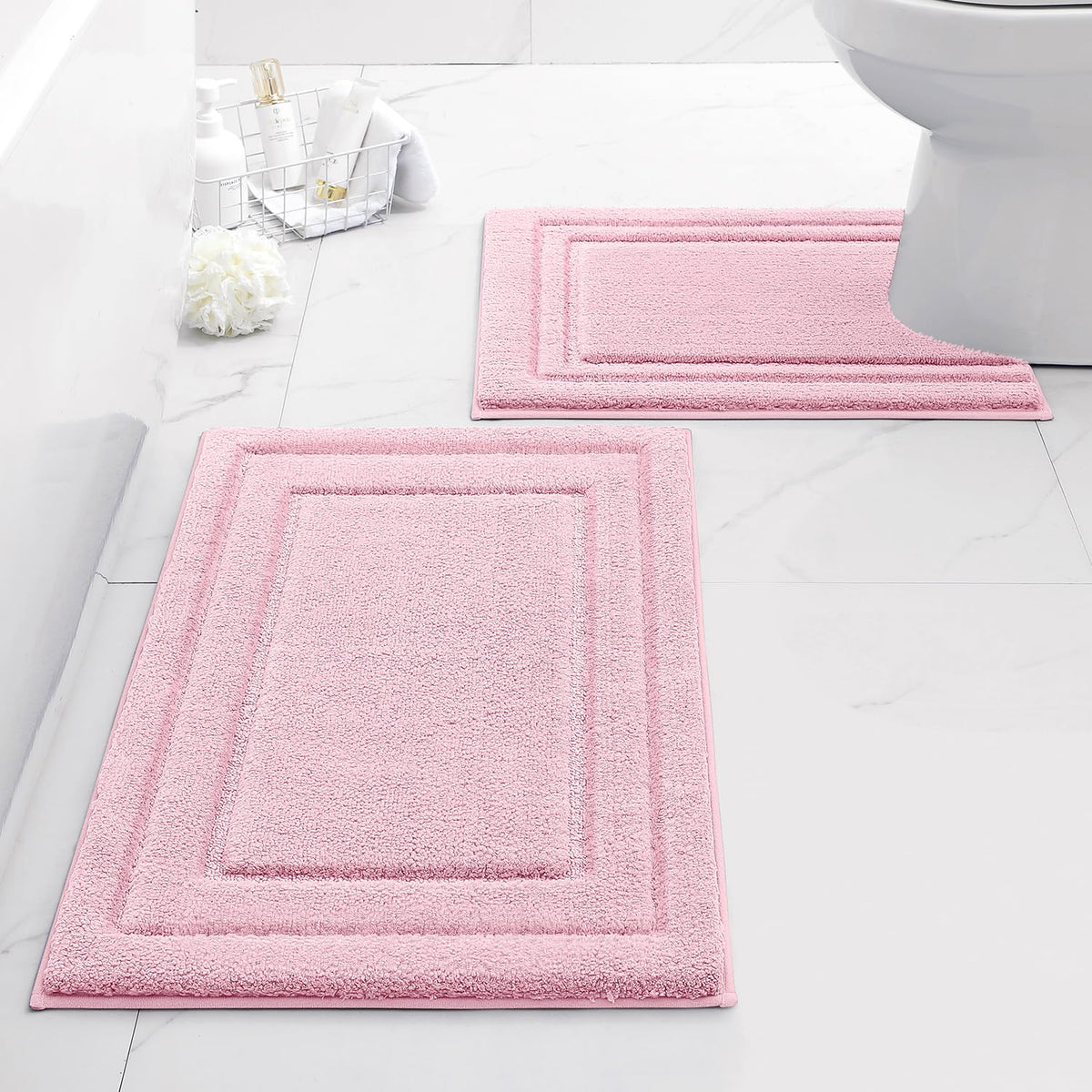 HOMEIDEAS Fall Bathroom Rugs Sets, 2 Piece Soft Bath Mat Burnt Orange