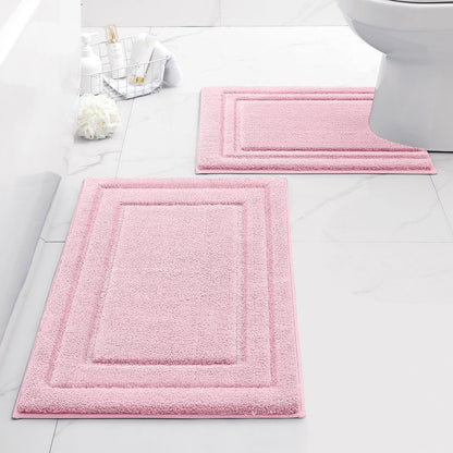 HOMEIDEAS Fall Bathroom Rugs Sets, 2 Piece Soft Bath Mat Burnt Orange