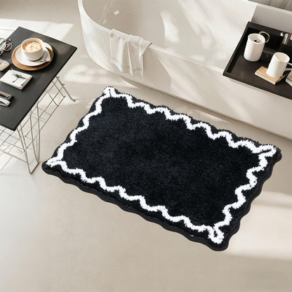 ORTIGIA Cute Green Scalloped Bath Mat, Fun Plush Microfiber Scallop Bathroom Rugs Non Slip Washable Quick Dry Absorbent, Bathmat Bath Rug Carpet for Shower Stall Vanities Kitchen Floor Entrance, 20x32