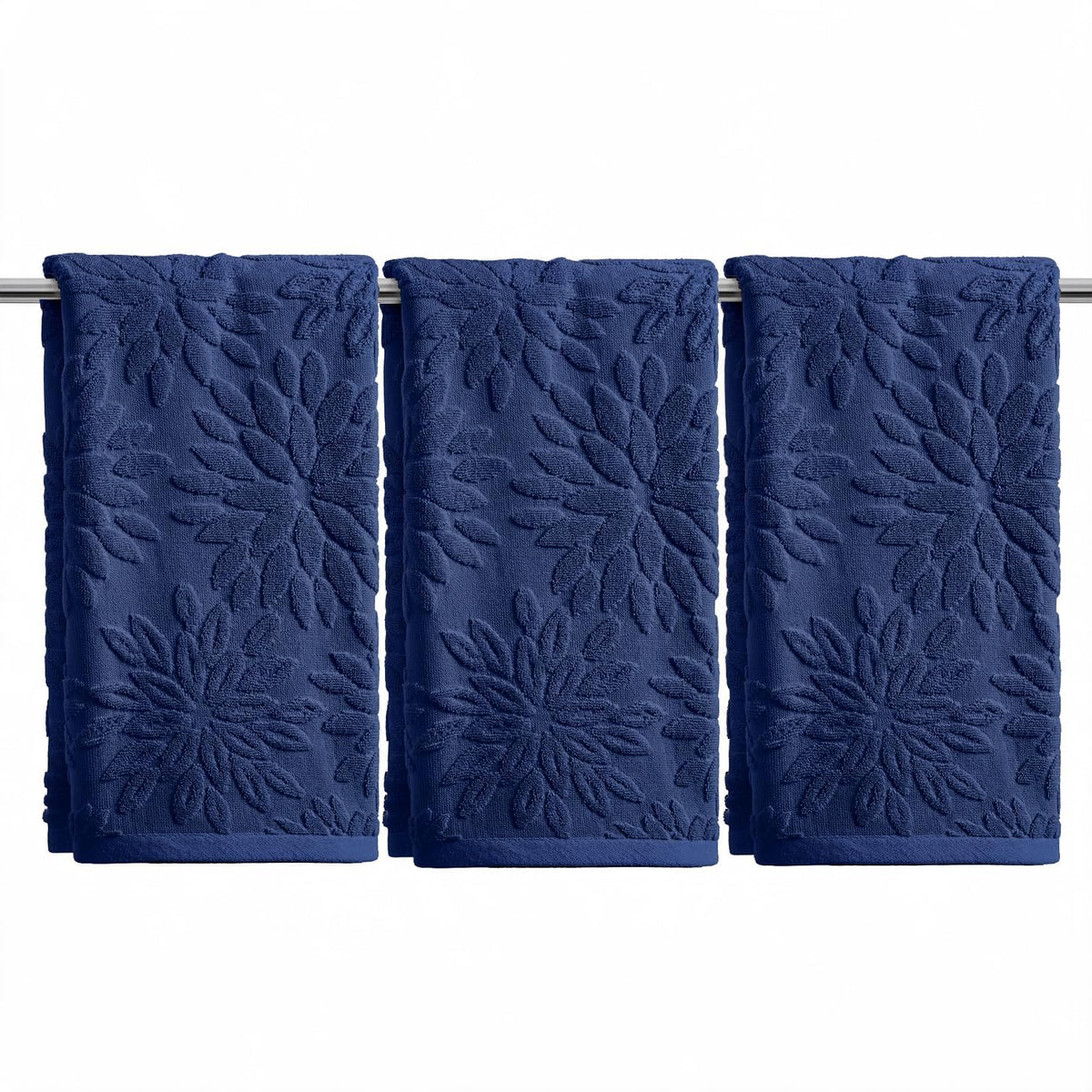 Artoid Mode 2 Pcs Olive Green 3D Dahlia Floral Jacquard Hand Towels for Bathroom, Cotton Soft Absorbent Bathroom Decor Towels, 13.7 x 29.5 Inch