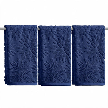 Artoid Mode 2 Pcs Olive Green 3D Dahlia Floral Jacquard Hand Towels for Bathroom, Cotton Soft Absorbent Bathroom Decor Towels, 13.7 x 29.5 Inch