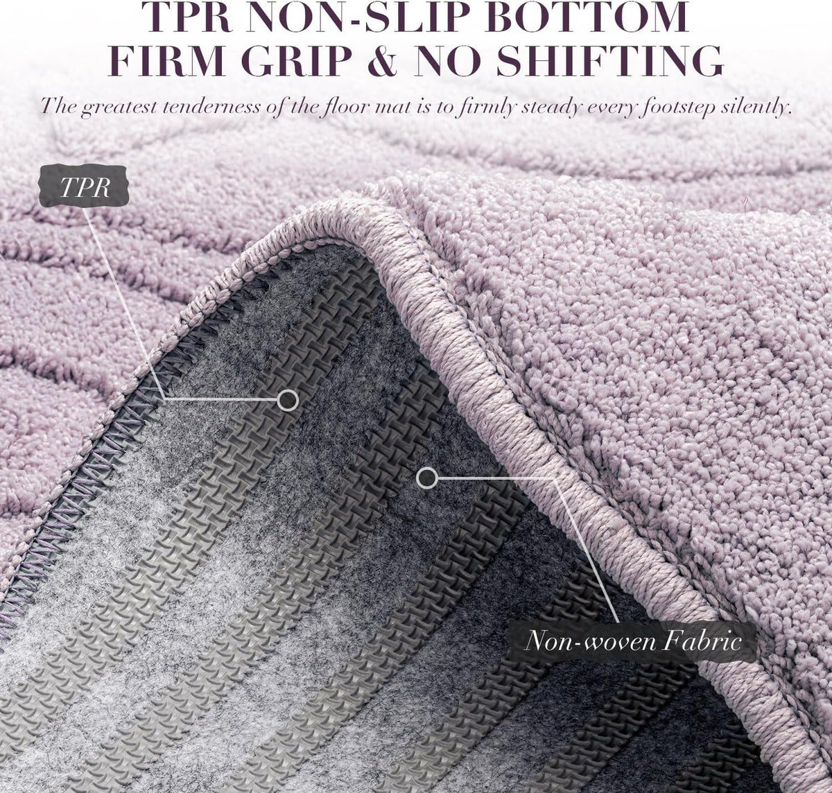 BSICPRO ‌Purple Bathroom Rugs, 24x36 Floral Bath Mats, French Rustic Style