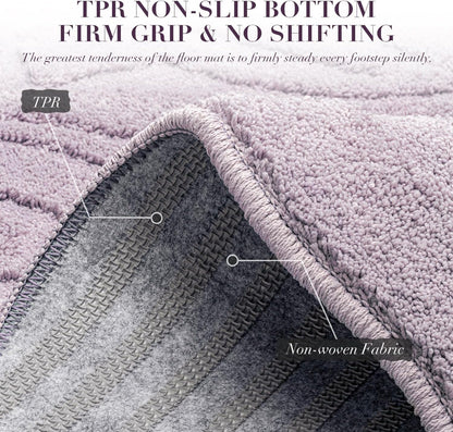 BSICPRO ‌Purple Bathroom Rugs, 24x36 Floral Bath Mats, French Rustic Style