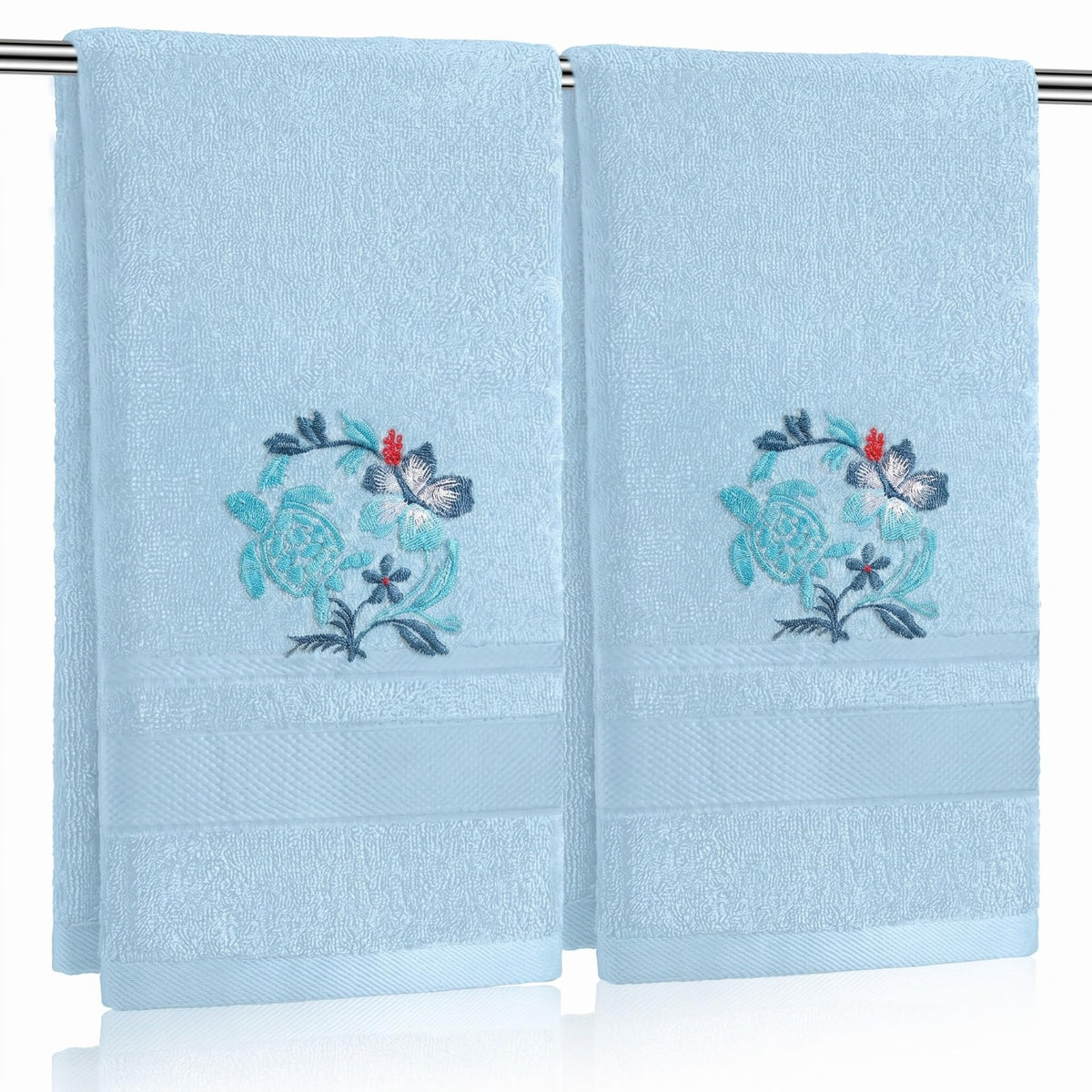 SmoothNovelty 2 Pcs Butterfly Hand Towels Purple Bathroom Decor 14x29 Inch