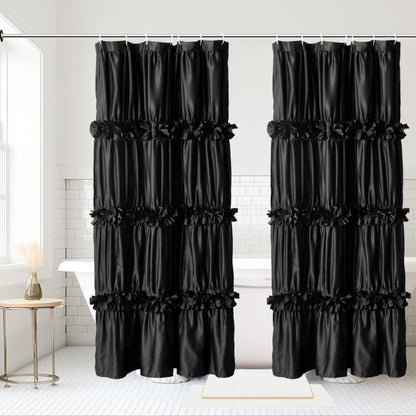 Homechoice Decor Peach Ruffle Shower Curtain for Master Bathroom