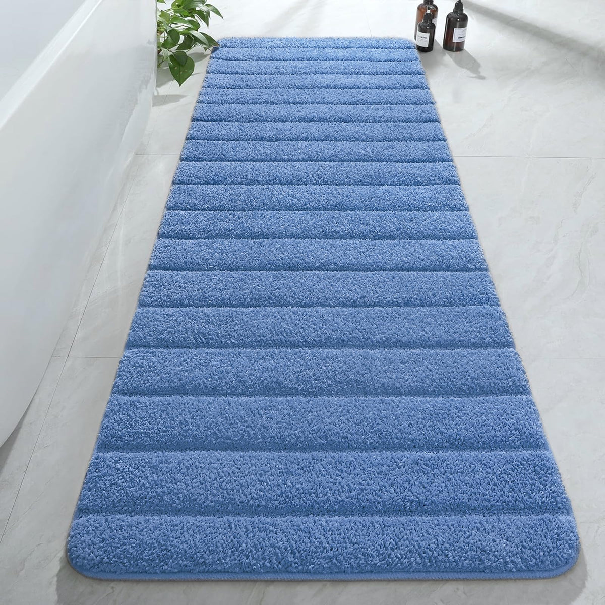 AROGAN Luxury Long Bathroom Runner Rugs 24x60 Inch Bath Rug Non Slip, Black