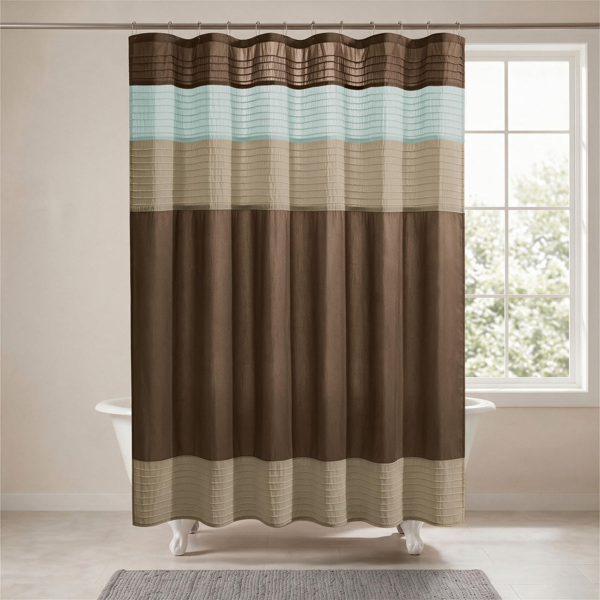 Madison Park Amherst 72 x 72 Bathroom Shower Curtain, Faux Silk, Black