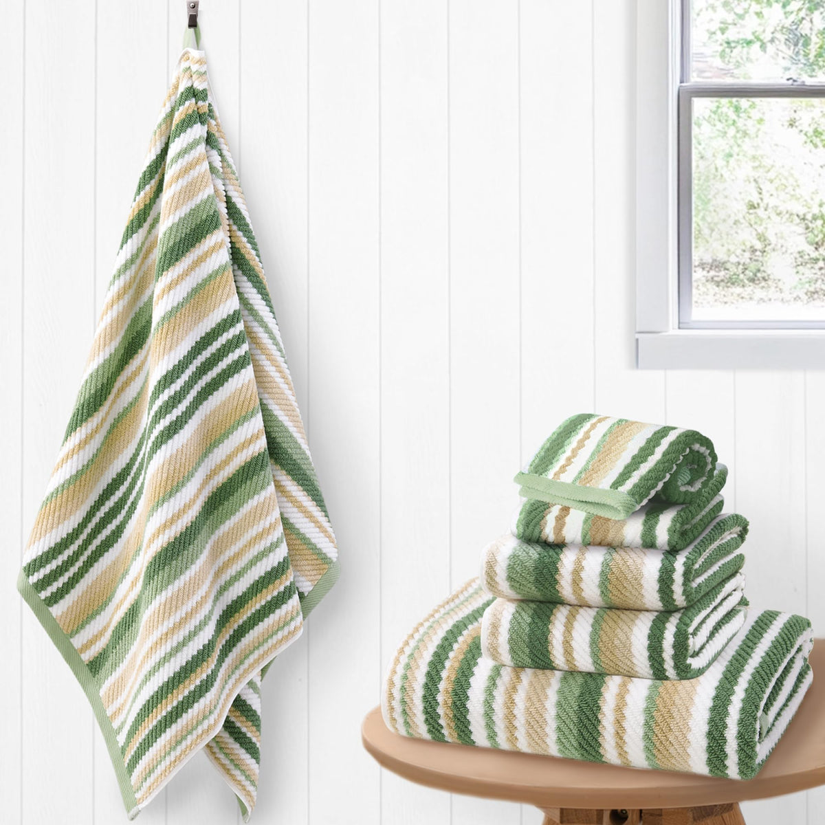 VOOVA & MOVAS Hand Towels 4 Pack, 100% Cotton, 16x27 in, Sage Beige