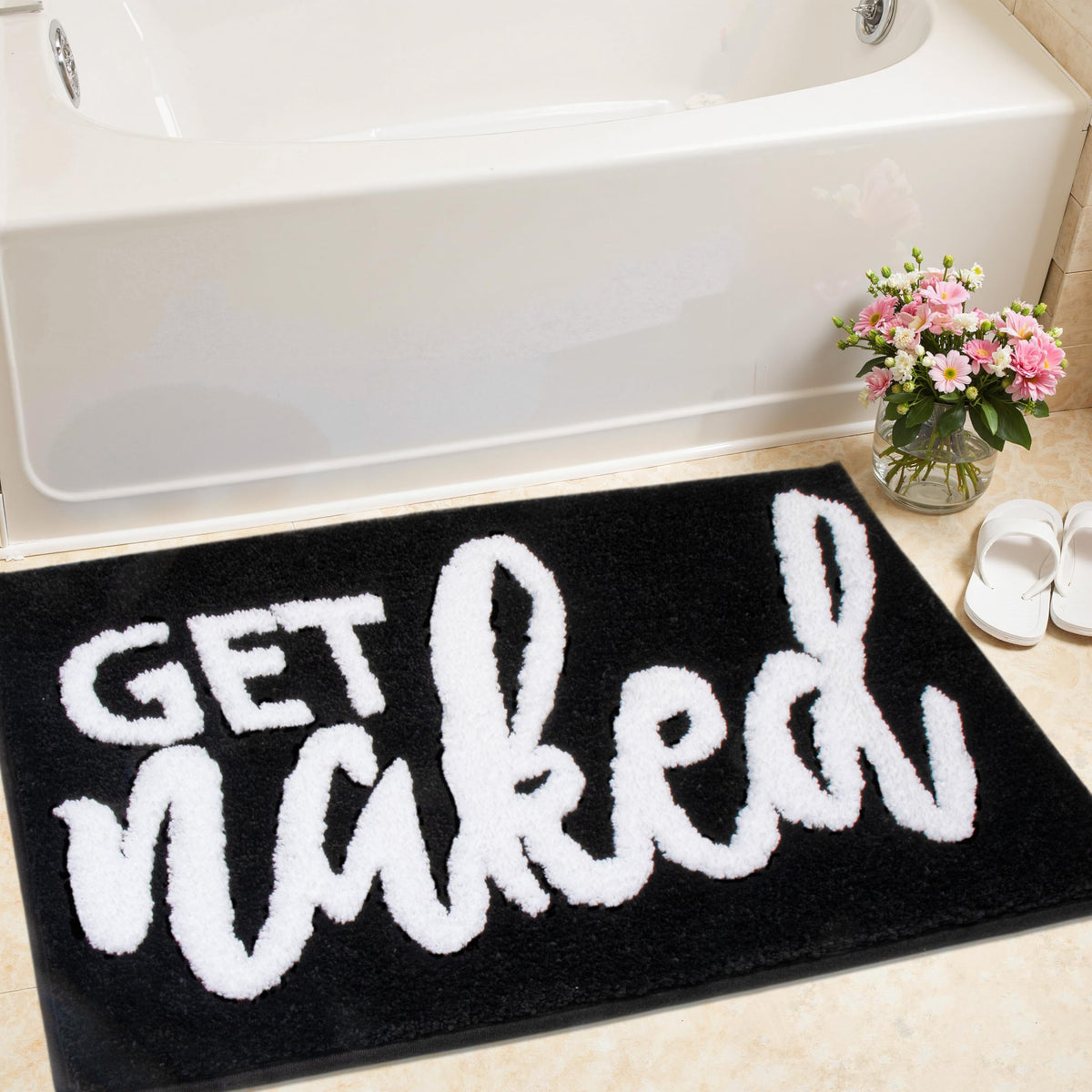 KOEXM Get Naked Bath Mat Long Runner Mat Cute Bathroom Rugs