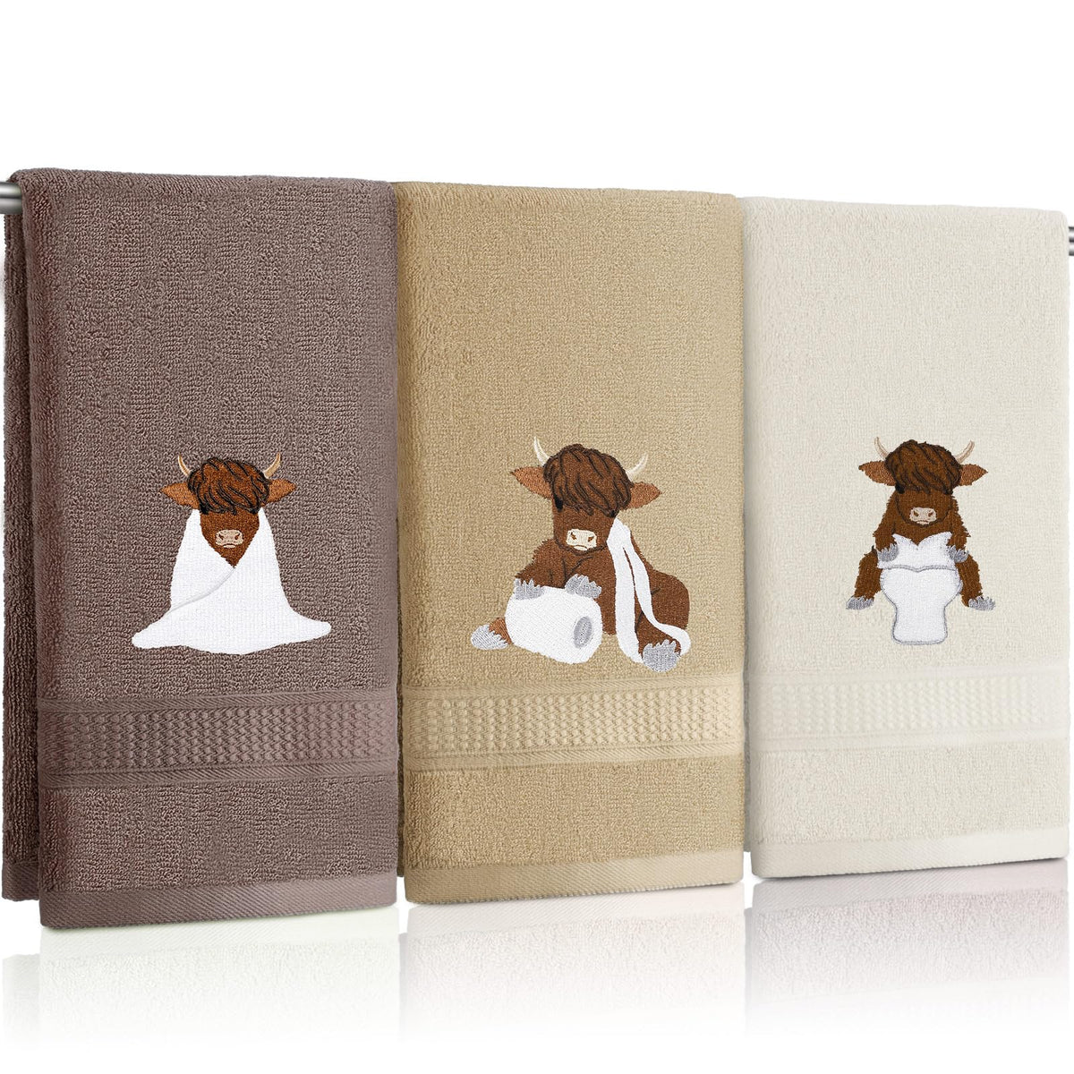 FuWeave 3 Pcs Eucalyptus Leaves Hand Towels for Bathroom Kitchen Decor