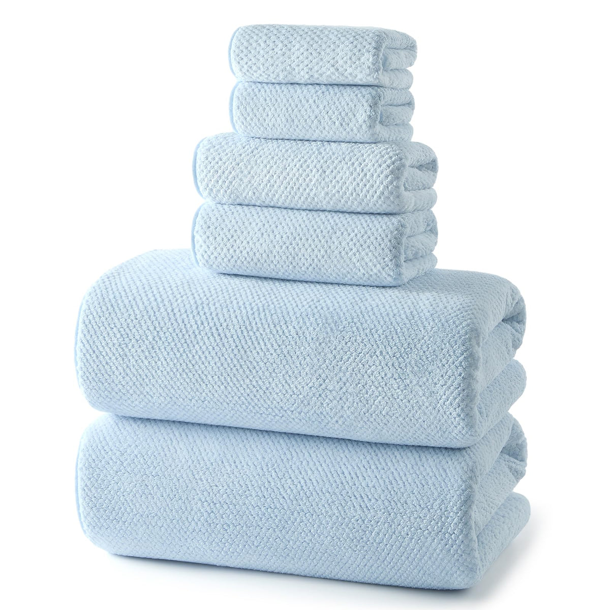 REDKISS 6-Piece Bath Towel Set - 2 Washcloths, 2 Hand Towels, 2 Bath Towels | Ultra-Fiber Coral Fleece, Super Absorbent, No Lint & No Fading | Perfect for Bathroom, Spa, Gym | Family -Olive Green