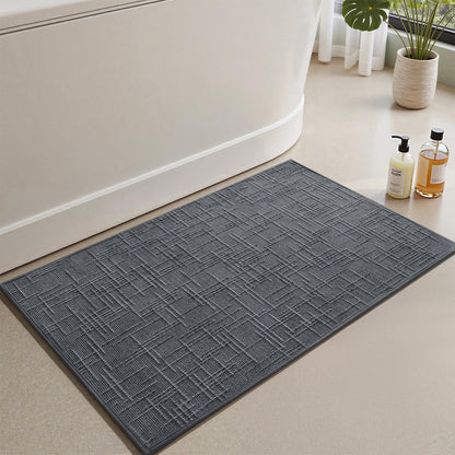 AMOAMI Bath Mat Non Slip Super Absorbent Quick Dry Bath Mats for Bathroom Floor Rubber Backing Washable Bathroom Rugs Modern Woven Jacquard Mat, Beside Tub Bath Rugs, 17" x 24", Brown