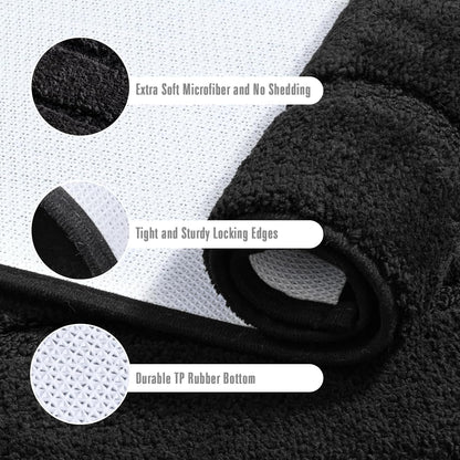 HOMORE Black Bathroom Rug 24x60 Inch Soft Absorbent Bathroom Runner Rug