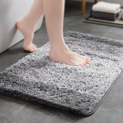 TECHMILLY Shaggy Bathroom Rugs Thick Non Slip Microfiber Mat Green 17"x24"