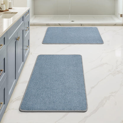MIULEE Bathroom Rugs Set 2 Pieces, Thin Bath Mats Beige 17"x27"+20"x32"