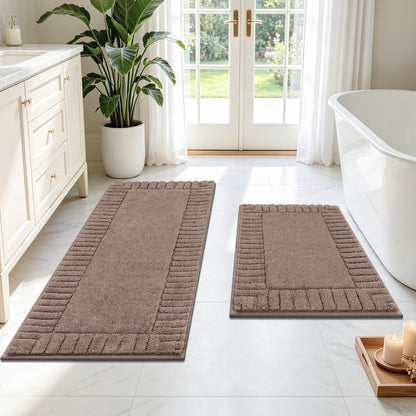 Pauwer Bathroom Rugs Sets 3 Piece, Microfiber Bath Mat Set, Dark Grey
