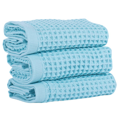 PÜSKÜL Natural 100% Turkish Cotton Waffle Hand and Kitchen Towels Set of 3
