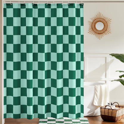 Ohocut Checkered Shower Curtain, Light Blue Shower Curtains for Bathroom, Cute Retro Checkboard Shower Curtain Vintage Aesthetic, Washable Fabric Bath Curtain 72''x72''