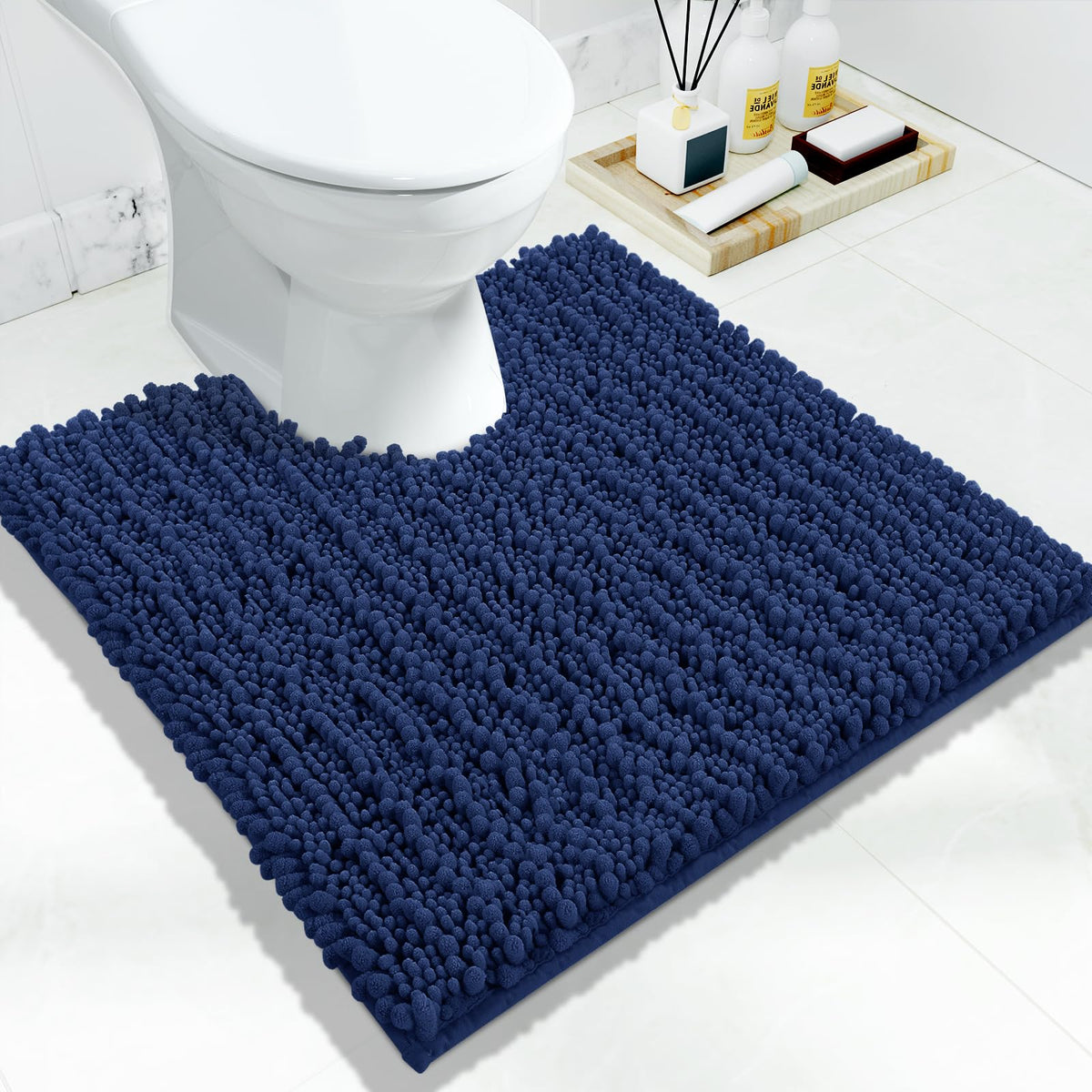 Yimobra Bathroom Rugs Non Slip Washable 32x20 Inch - Ultra Soft Absorbent Chenille Bath Mat, Quick Dry Shaggy Floor Carpet for Tub Shower, Gray Home Decor Accessories