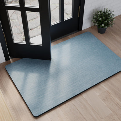 Mecko Bath Mat 16"x24",Ultra Thin Bathroom Rug fit Under Door Light Blue