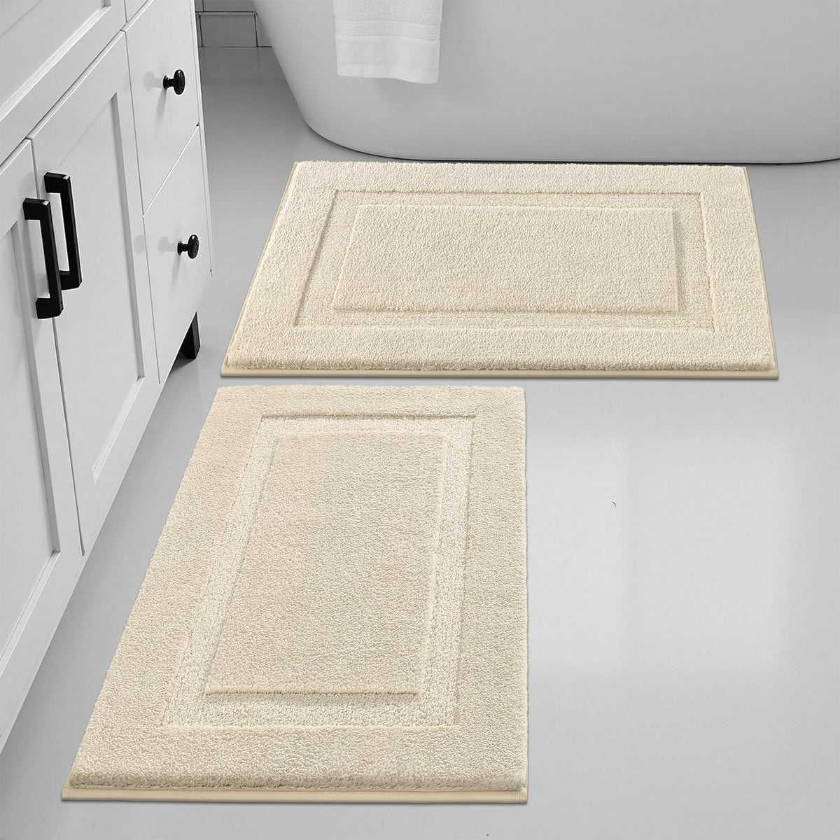 SHACOS Soft Microfiber Bathroom Rugs Set of 2 Pieces, White