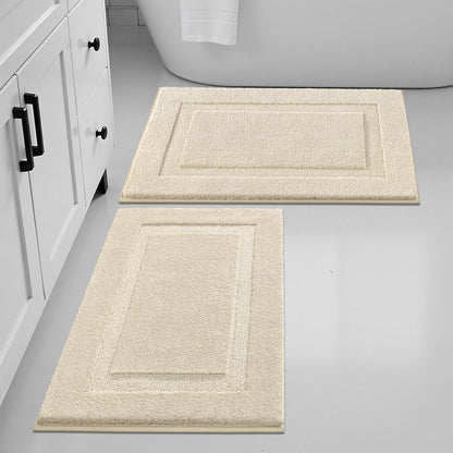 SHACOS Soft Microfiber Bathroom Rugs Set of 2 Pieces, White