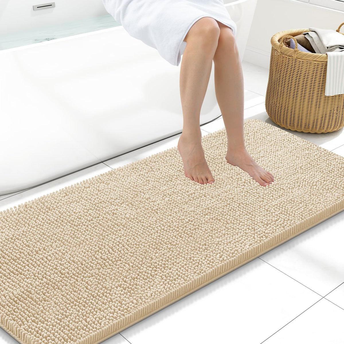 Arotive Bathroom Rugs 24x16, Soft Absorbent Shaggy Chenille Bath Rugs