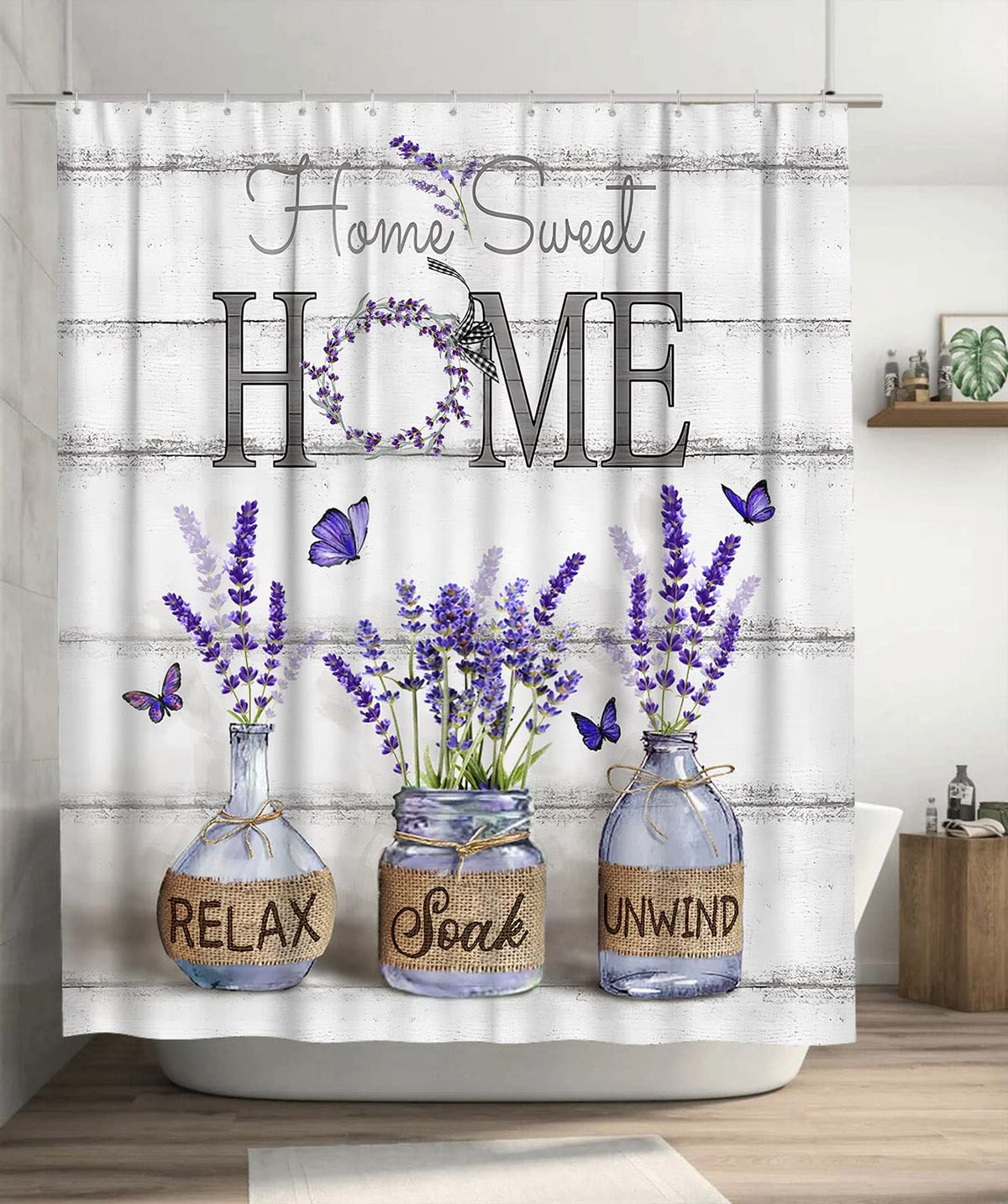 Tijuboni Farmhouse Shower Curtain Cotton Flowers Shower Curtains for Neutral Country Bathroom Decor Rustic Shower Curtain Set Waterproof Polyester Fabric 60 x 72 Inch