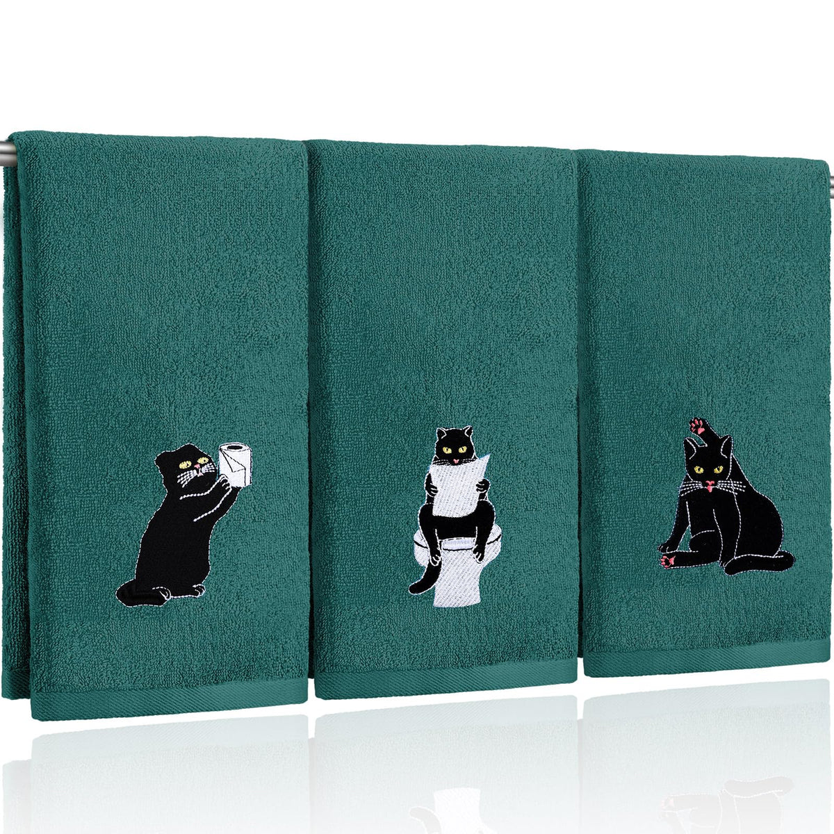 FuWeave 3 Pcs Eucalyptus Leaves Hand Towels for Bathroom Kitchen Decor
