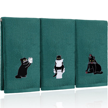 FuWeave 3 Pcs Eucalyptus Leaves Hand Towels for Bathroom Kitchen Decor