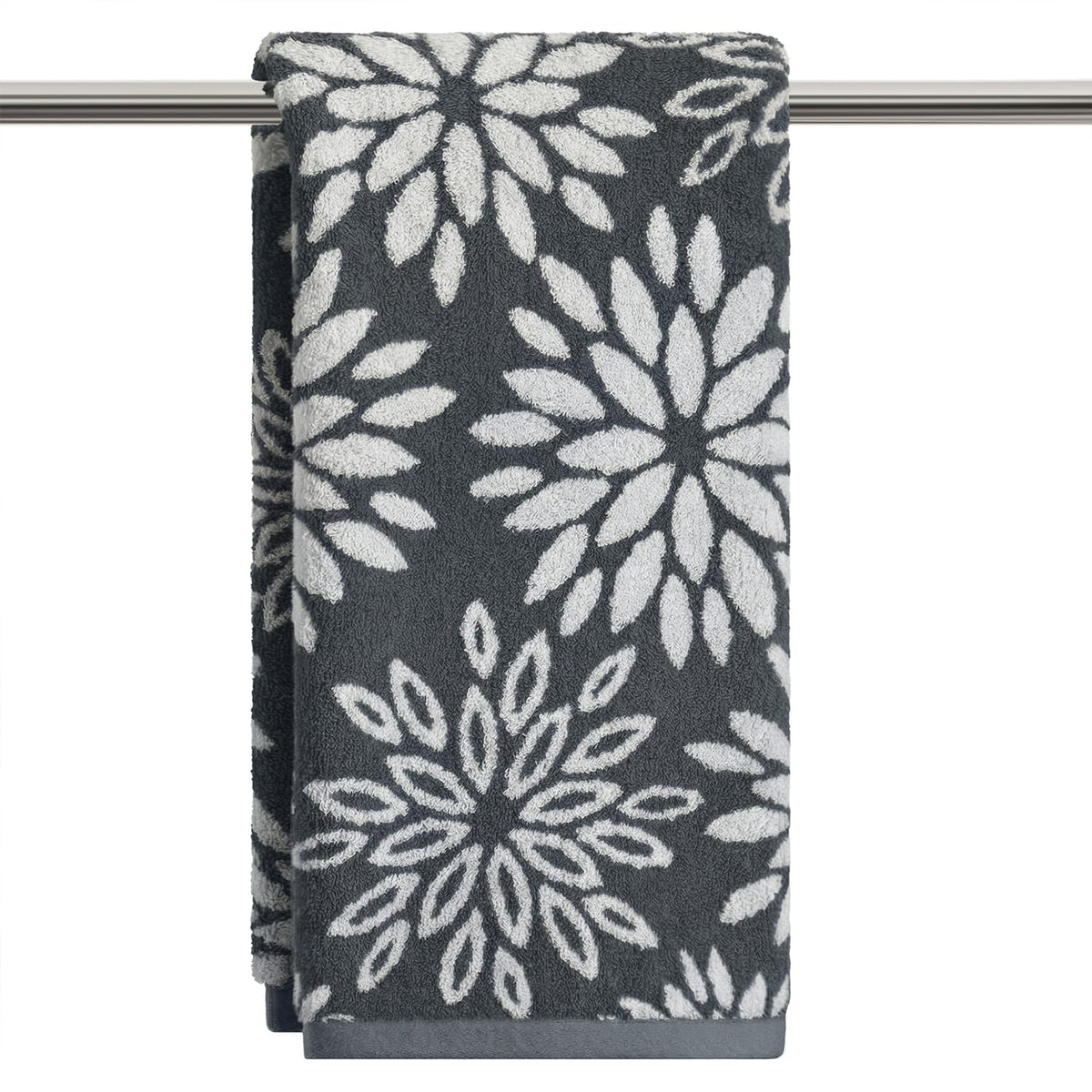 Artoid Mode 2 Pcs Beige Olive Green Dahlia Floral Jacquard Hand Towels for Bathroom, Cotton Soft Absorbent Bathroom Decor Towels, 13.7 x 29.5 Inch