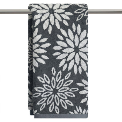 Artoid Mode 2 Pcs Beige Olive Green Dahlia Floral Jacquard Hand Towels for Bathroom, Cotton Soft Absorbent Bathroom Decor Towels, 13.7 x 29.5 Inch