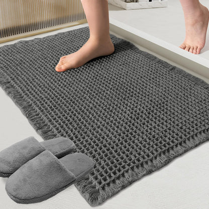 ZALL Tan Waffle Bath Mat,Super Absorbent Non Slip Bathroom Rug,Brown 18x30inch,Machine Washable Ultra Soft Floor Mats