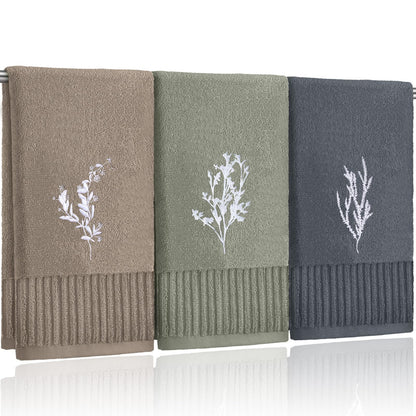 FuWeave 3 Pcs Eucalyptus Leaves Hand Towels for Bathroom Kitchen Decor