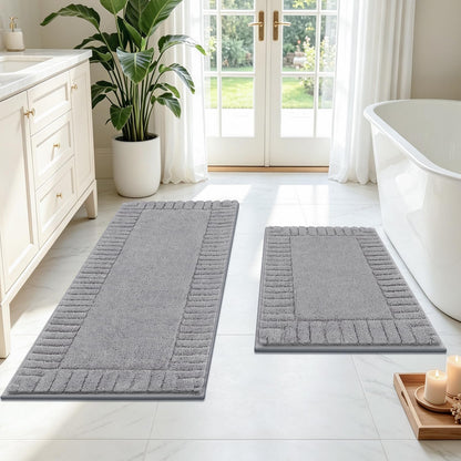 Pauwer Bathroom Rugs Sets 3 Piece, Microfiber Bath Mat Set, Dark Grey
