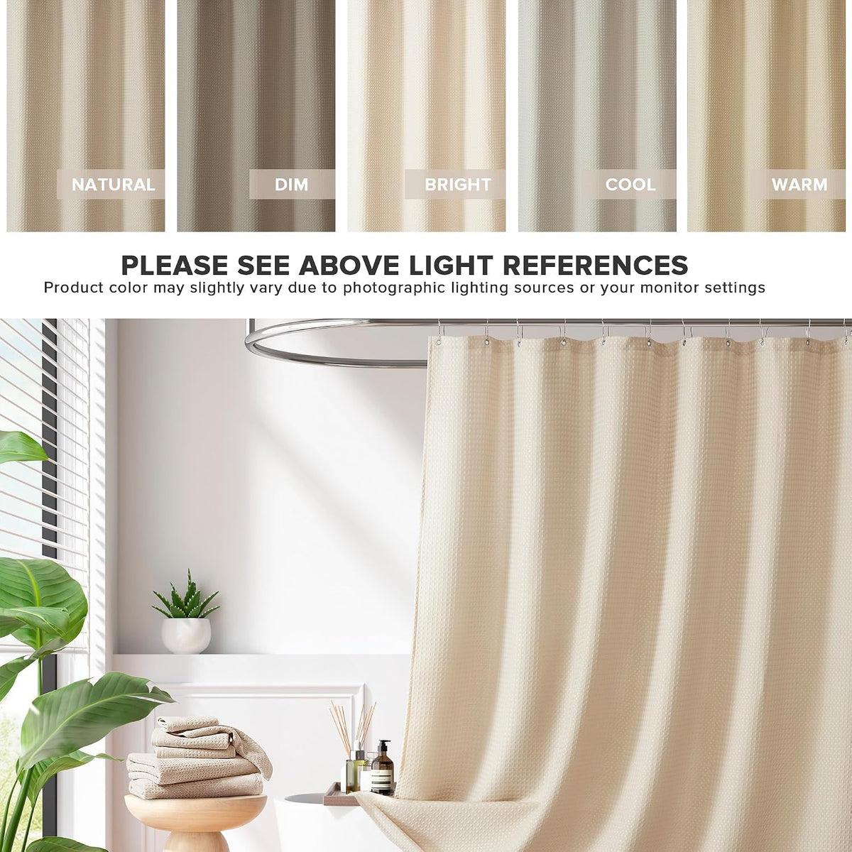 Madison Park Arbor Waffle Shower Curtain for Bathroom, 72 x 72, Beige
